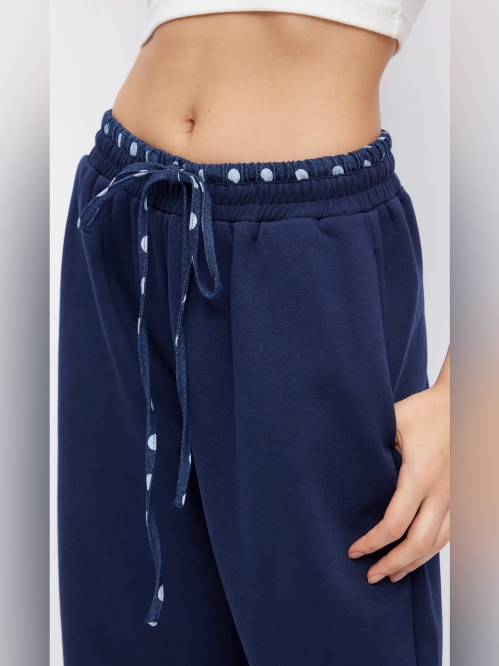 NWT - Cider Leisure Pants w Polka-Dot Denim Waist